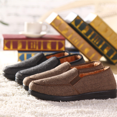 俊盛男鞋 老北京布鞋批發(fā)，條紋厚絨保暖棉鞋廠家直銷(xiāo)